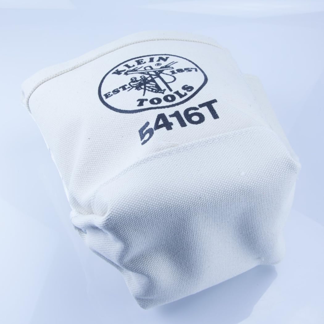 Canvas Bolt Bag, small bag for storing bolts with bull pin loops, belt tunnel loop connection. Klein Tools 5416T, cream, 25.40 cm.
