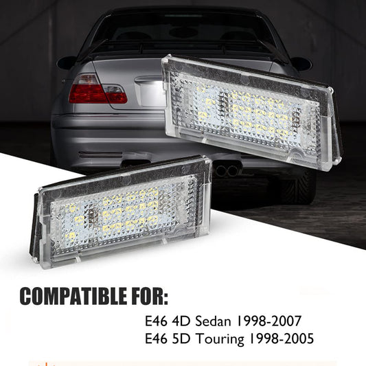 OZ-LAMP LED license plate light for BMW E46 4D Sedan 5D Touring, license plate with Canbus, number plate light, 18 * 2835 SMD, 2 pieces.