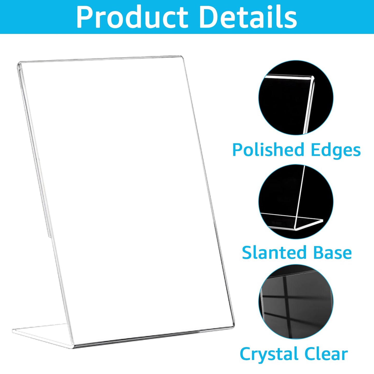 ZOFUN 10 pieces of A4 tabletop acrylic stands, angled tabletop advertising stands/l-stands, transparent A4 stands for photos, cafes, restaurants, exhibitions, offices.