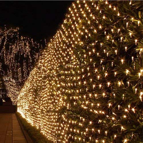 LED Light Net 3x2m 250 LEDs String Light Net 8 Modes Curtain Lights with Plug for Halloween Christmas Wedding Party Indoor and Outdoor Decoration, Connectable, Warm White
