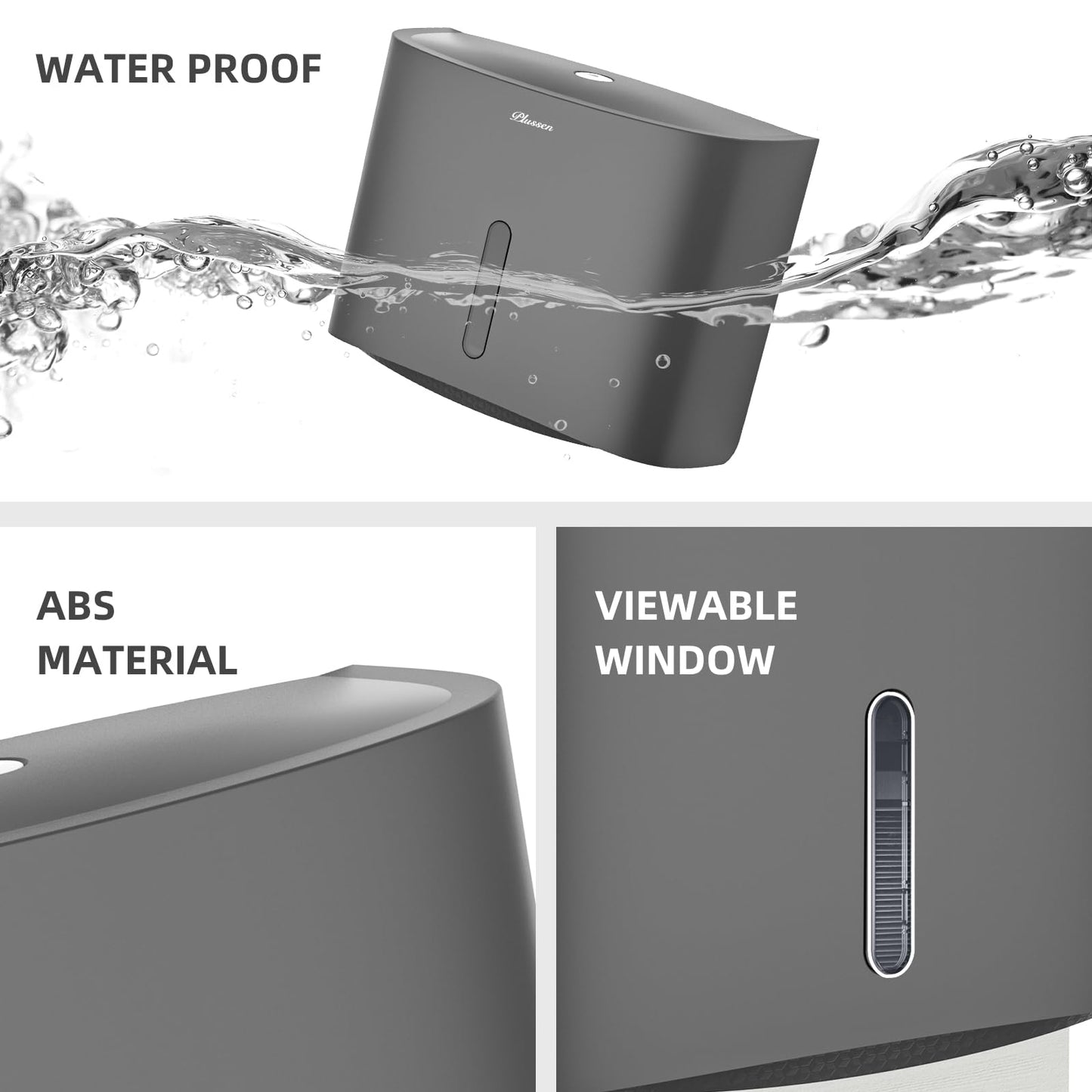 PLUSSEN paper towel dispenser, bathroom towel dispenser, wall-mounted, Z-fold napkins and divided towel dispenser, holds up to 200 sheets (6015SL).