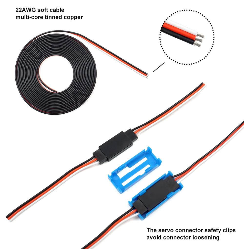 55 sets of servo connectors, male, female, crimp pin cable set with crimp tool, compatible with JR JST SYP Futaba for Hitec Spektrum RC.