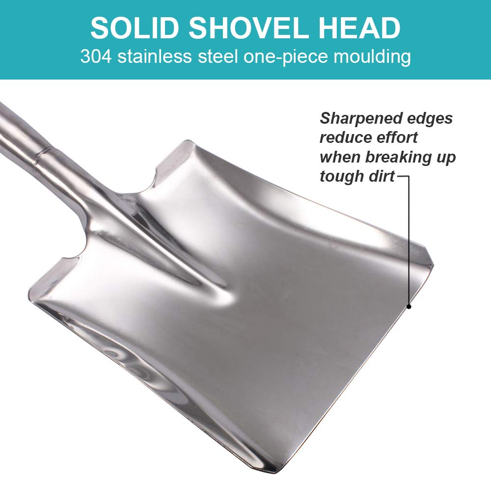 LUBAN Stainless Steel Shovel, Length: 80, Square Metal Shovel with D-Handle, Rust-Free Spade Shovel with a flat front edge, for gardening, camping, transplanting.