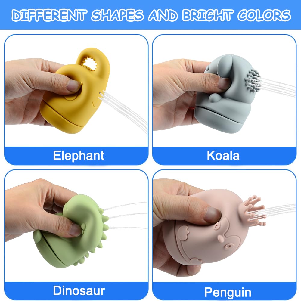 BIQIQI Baby Bath Toys, 15 Pieces Bathtub Toy Baby Silicone Water Toys Kids with Spray Animals Boats Bath Spoons, Floating Swimming Pool Bath Tub Pool Bath Toy for Toddlers