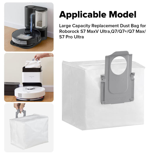 Roborock Original accessory, dust bags for robot vacuum cleaners of the series S8+/S7 Max Ultra/S8 Pro Ultra/Q7 Max+/Q8 Max+/Q5 Pro+/Q5 Max+/Q7 L5+/Q10 S5+/Q10 X5+/S7 MaxV Ultra/S7 Pro Ultra, 3 pieces