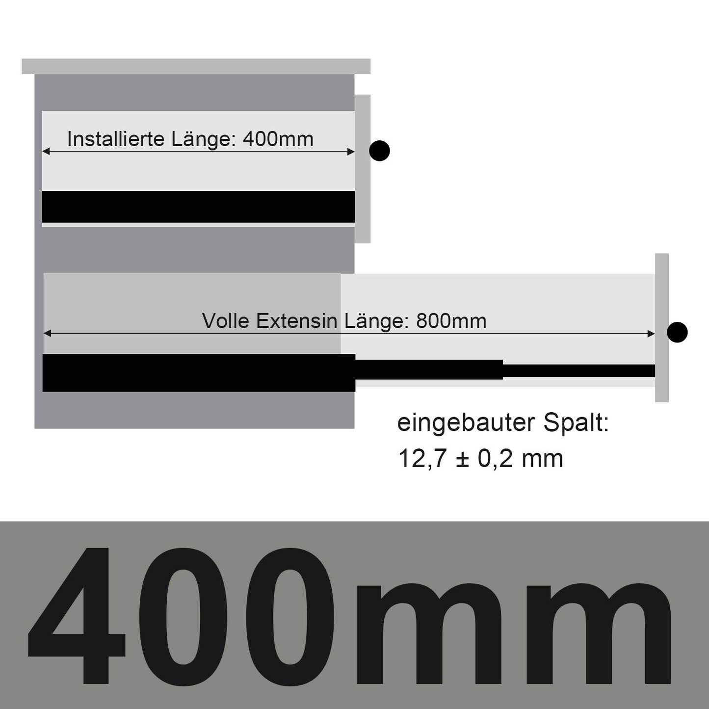 Lospitch 4 Pairs (8 pieces) Full Extension Drawer Slides 400mm Telescopic Rails Ball Bearing Automatic Close with Load Capacity 35 Kg