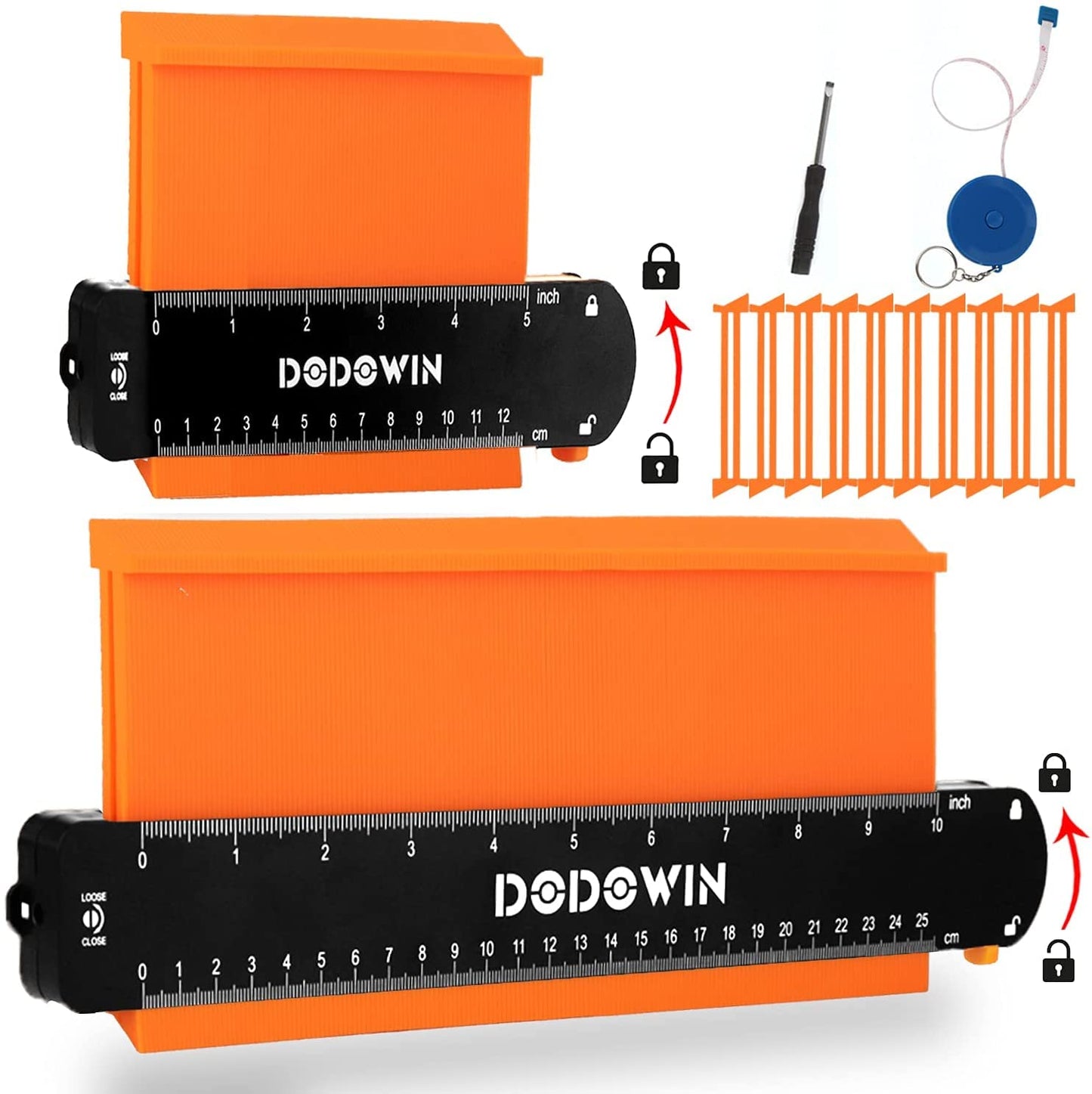 DODOWIN Contour Gauge Large 2pcs, Contour Gauge with Lock, Laminate Template, Contour Gauge, Birthday Gift for Men Grandpa, Father's Day Gift for Dad Birthday