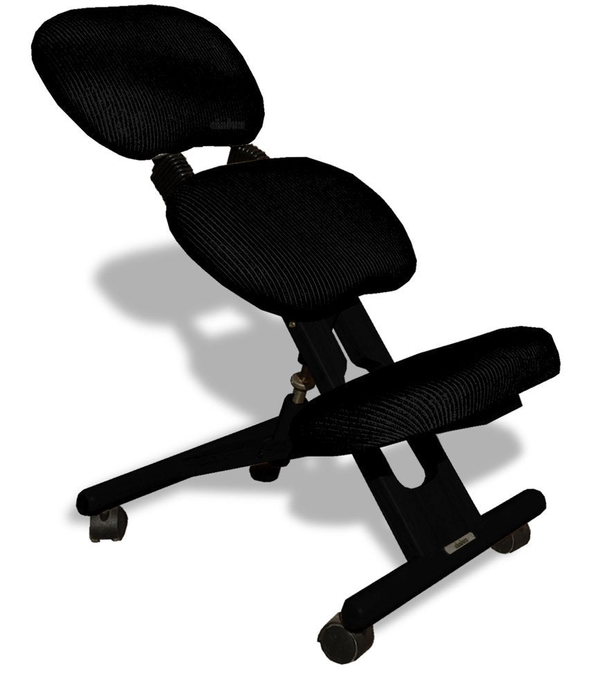 Cinius Ergonomic Chair Orthopedic Knee Chair with Back Computer Chair Knee Stool Fabric Black Color
