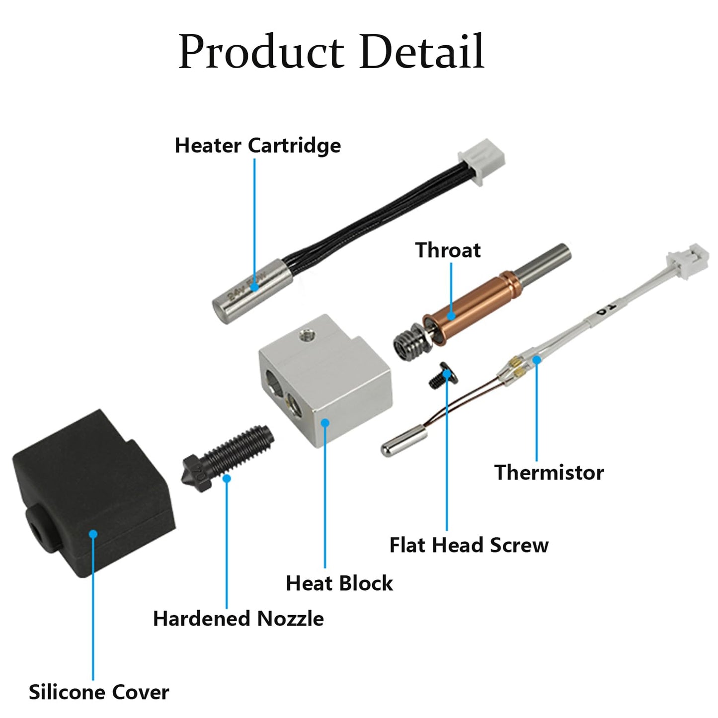 LANKEGU Hotend Kit for Anycubic Kobra 3, 3D printer, assembled heating block, print head, hot end kit with 2 pieces of 0.4mm brass nozzle for Kobra 3, Kobra 3 Combo