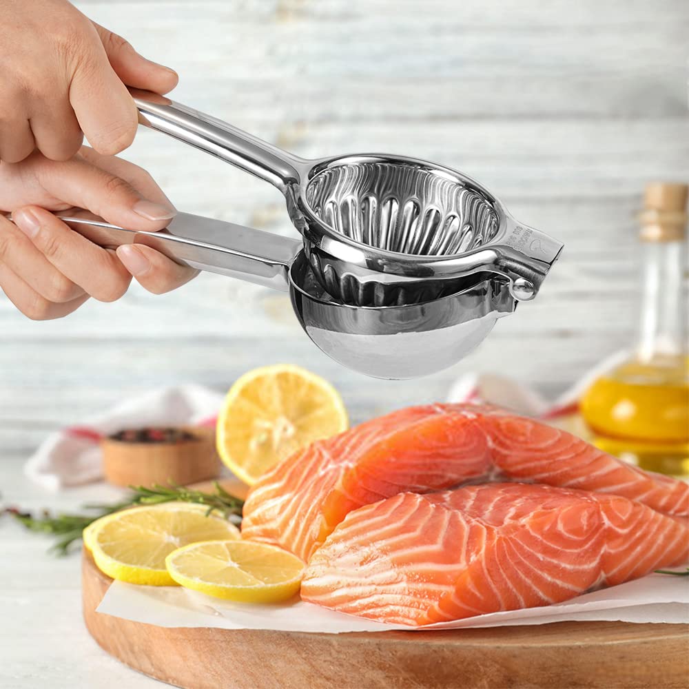 Lemon squeezer lime squeezer citrus juicer stainless steel citrus juicer hand press juicer manual citrus juicer for juicing lemon & limes, vegetables, silver