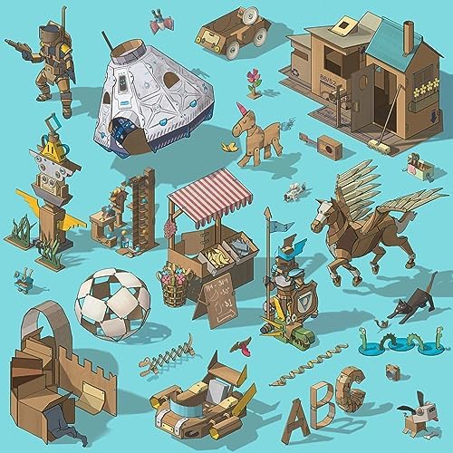 Makedo - construction toys for cardboard, kids games for ages 5 and up, educational mint toy, ideal for creative play at home - 126 piece tool set - Discover Pack.
