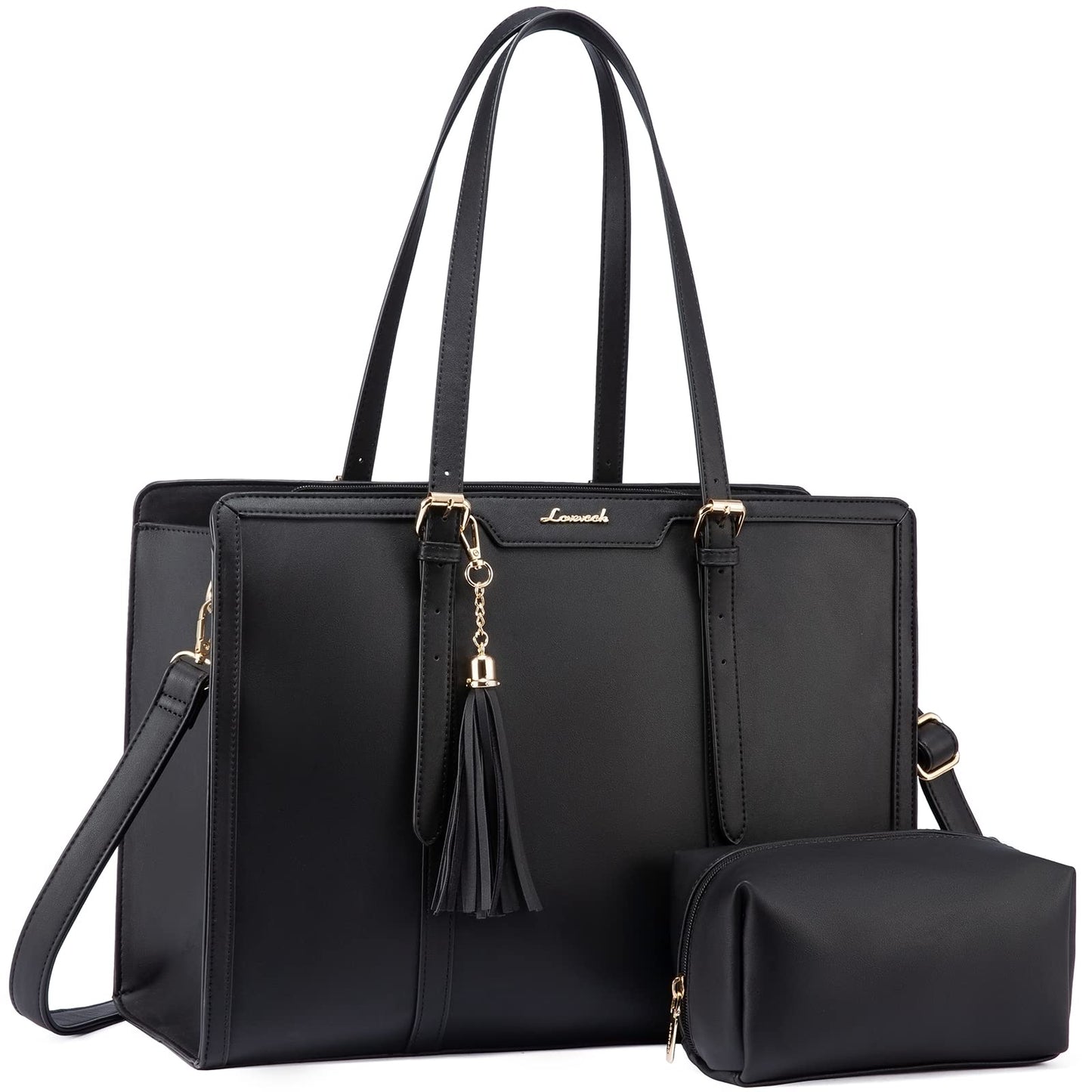 LOVEVOOK 15.6 Inch Laptop Bag Women Handbag Shoulder Crossbody Bag Leather Tote Bag Large Shopper Bag Elegant Shoulder Bag Briefcase Work Bag Teacher Bag for Office