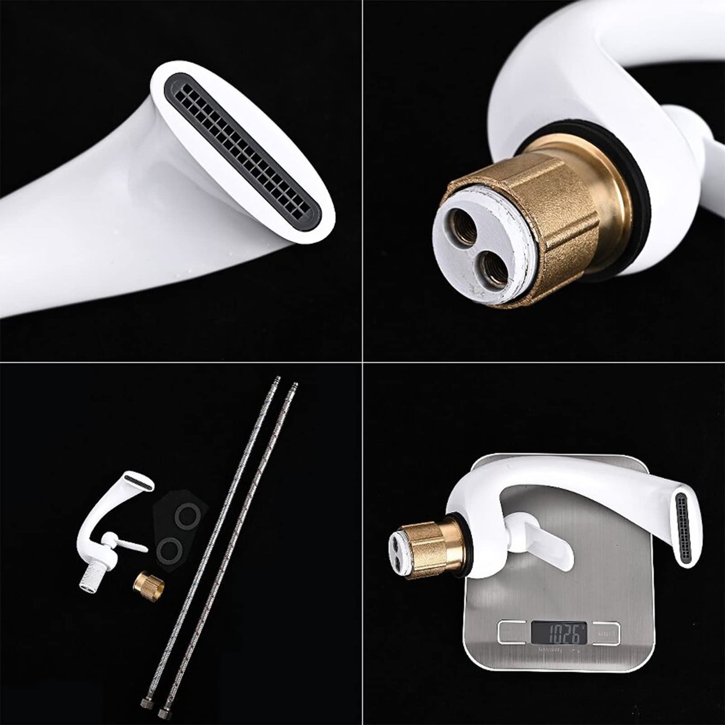 YAGJIA waterfall faucet bathroom white, modern waterfall bathroom sink faucet, brass basin faucet, bathroom faucet single handle mixer tap cold and hot water for bathroom.