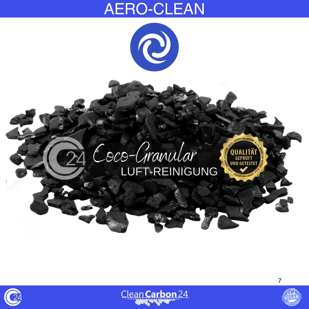 Activated charcoal granules 3.4 - 4.8mm, made from coconut shells for air purification (2.5 liters)