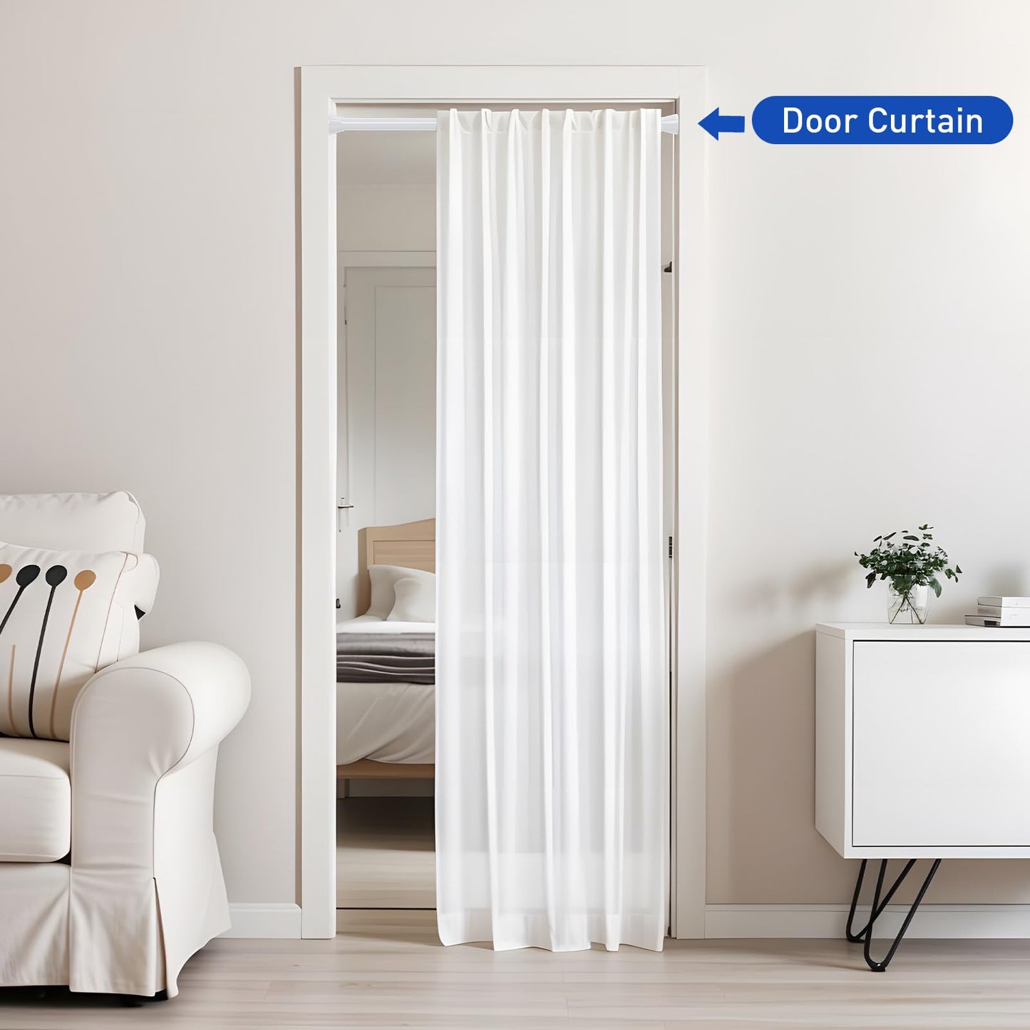 White tension rods, 18 - 28 inches, tension rod, no drilling, small adjustable curtain rod for closet, window, kitchen, door