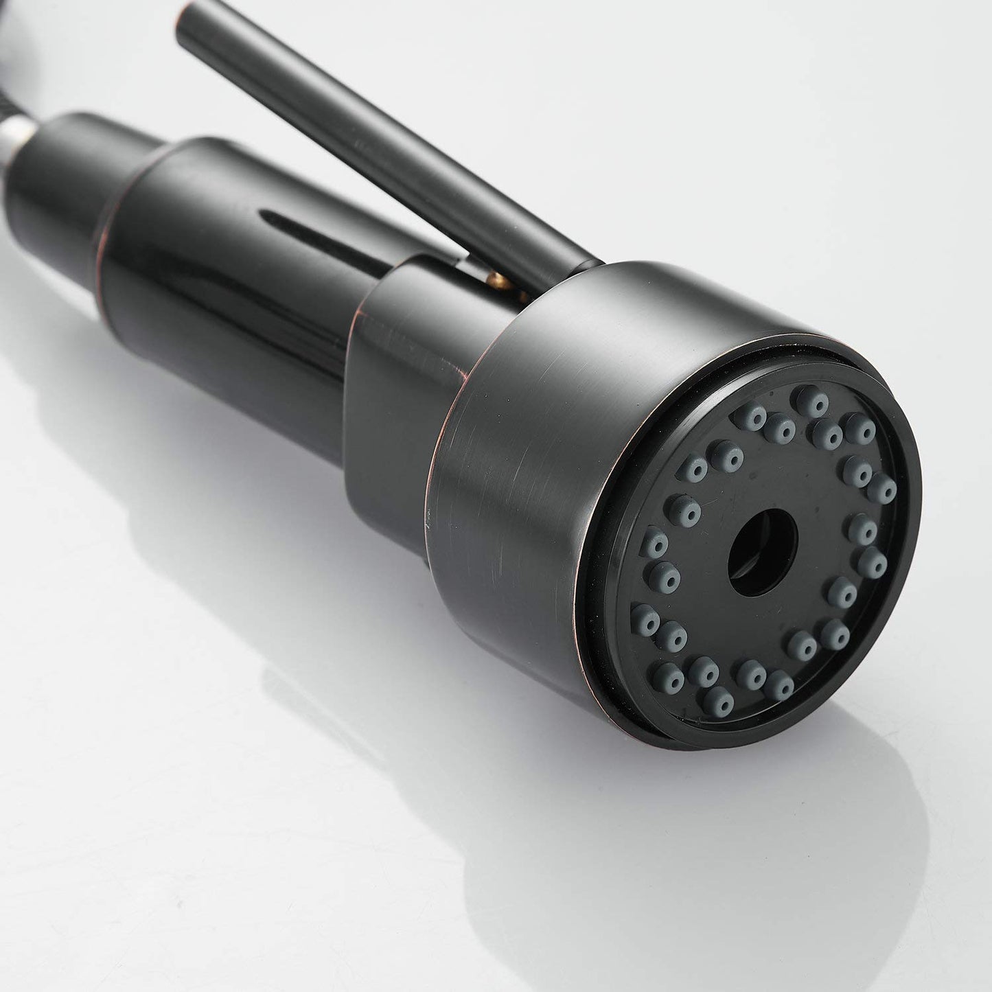 Kitchen faucet black, 360° rotatable sink faucet with pull-out spray, two spouts, spiral spring