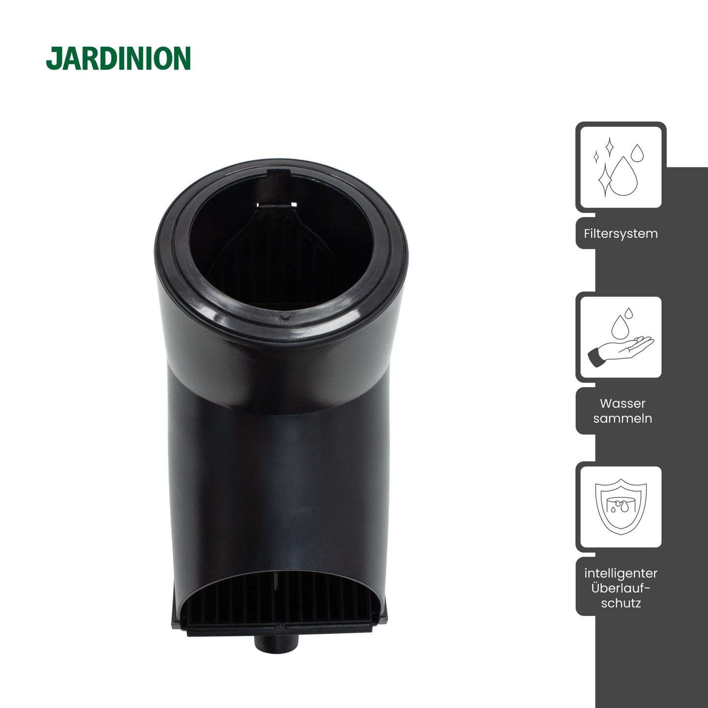Jardinion rainwater filter, downpipe leaf diverter Black 30.5 x 12 x 17.5cm Rainwater collector for downpipe DN75, DN85, DN100