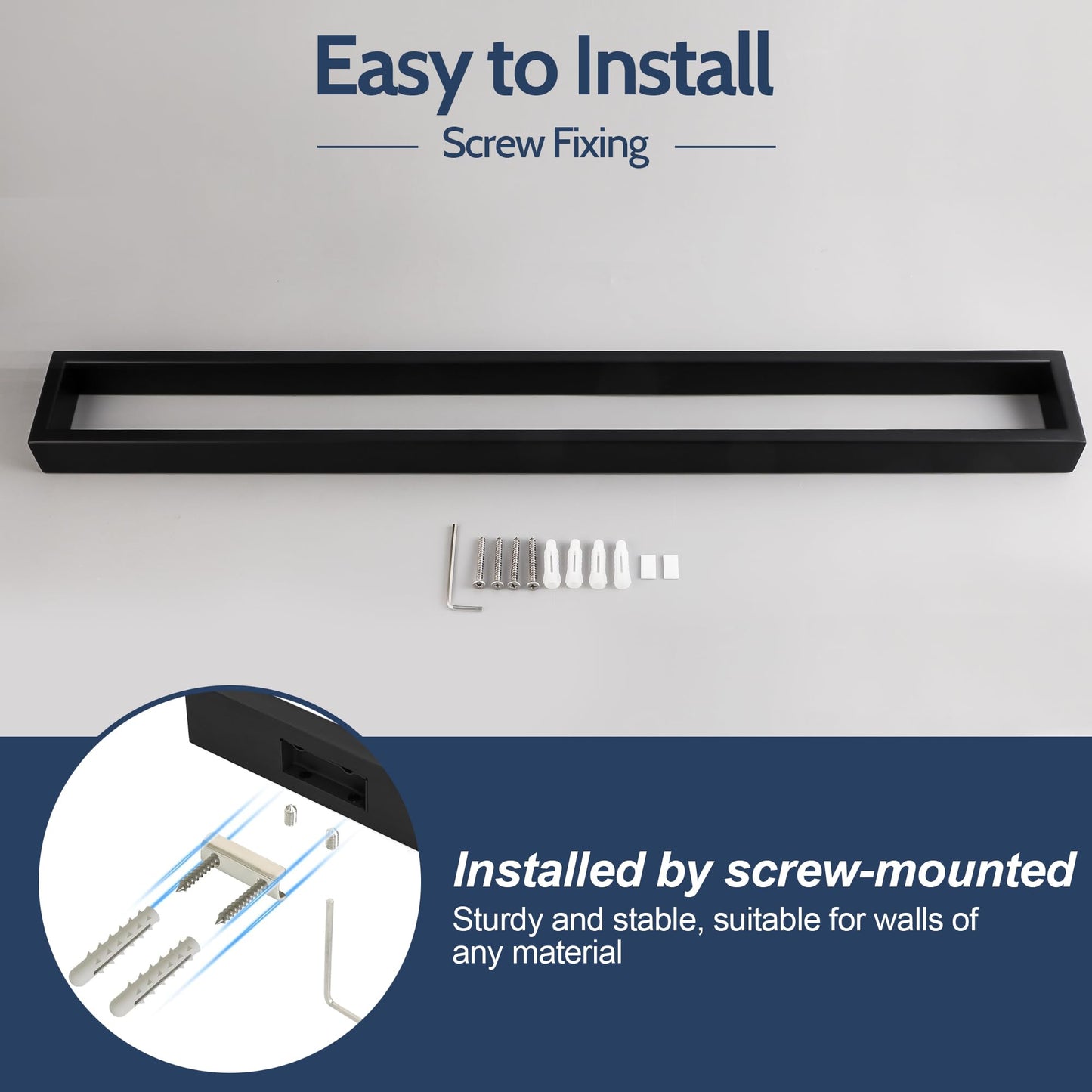 SAYAYO towel holder black 60CM towel holder bathroom towel rack guest towel holder wall mounted stainless steel bath towel holder for bathroom and kitchen.