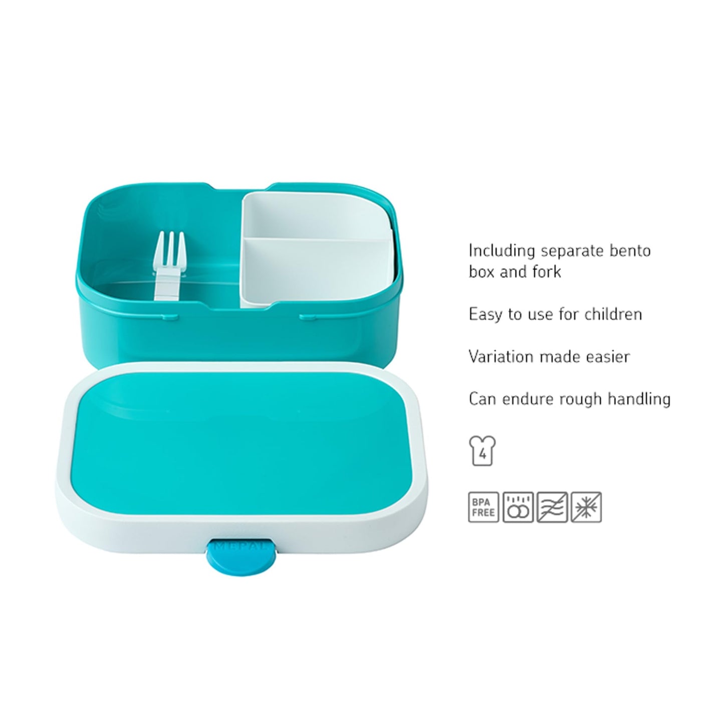 Mepal Campus Lunchbox Little Dutch - Personalized Bento lunch box with name for kids - Bento insert & fork - Clip closure - BPA-free & dishwasher safe - 750 ml - Sailors Bay