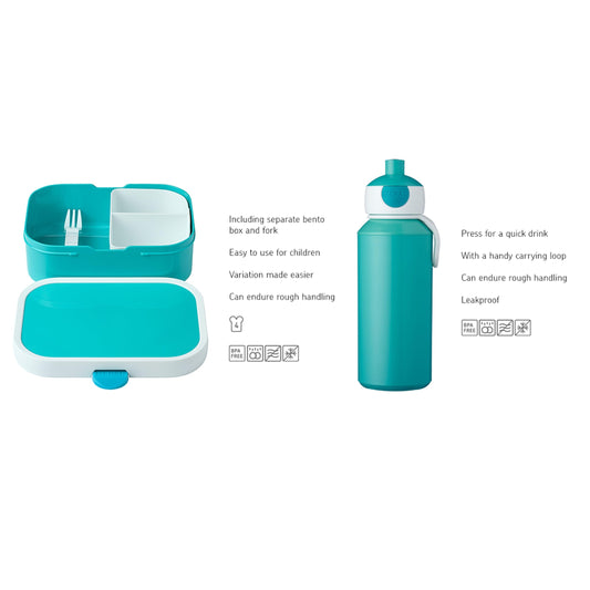 Mepal - Lunch Set Campus Little Dutch - Set for children with pop-up drinking bottle & lunch box - Lunch set for school or on the go - Dishwasher safe & BPA-free - 400ml + 750ml - Little Farm