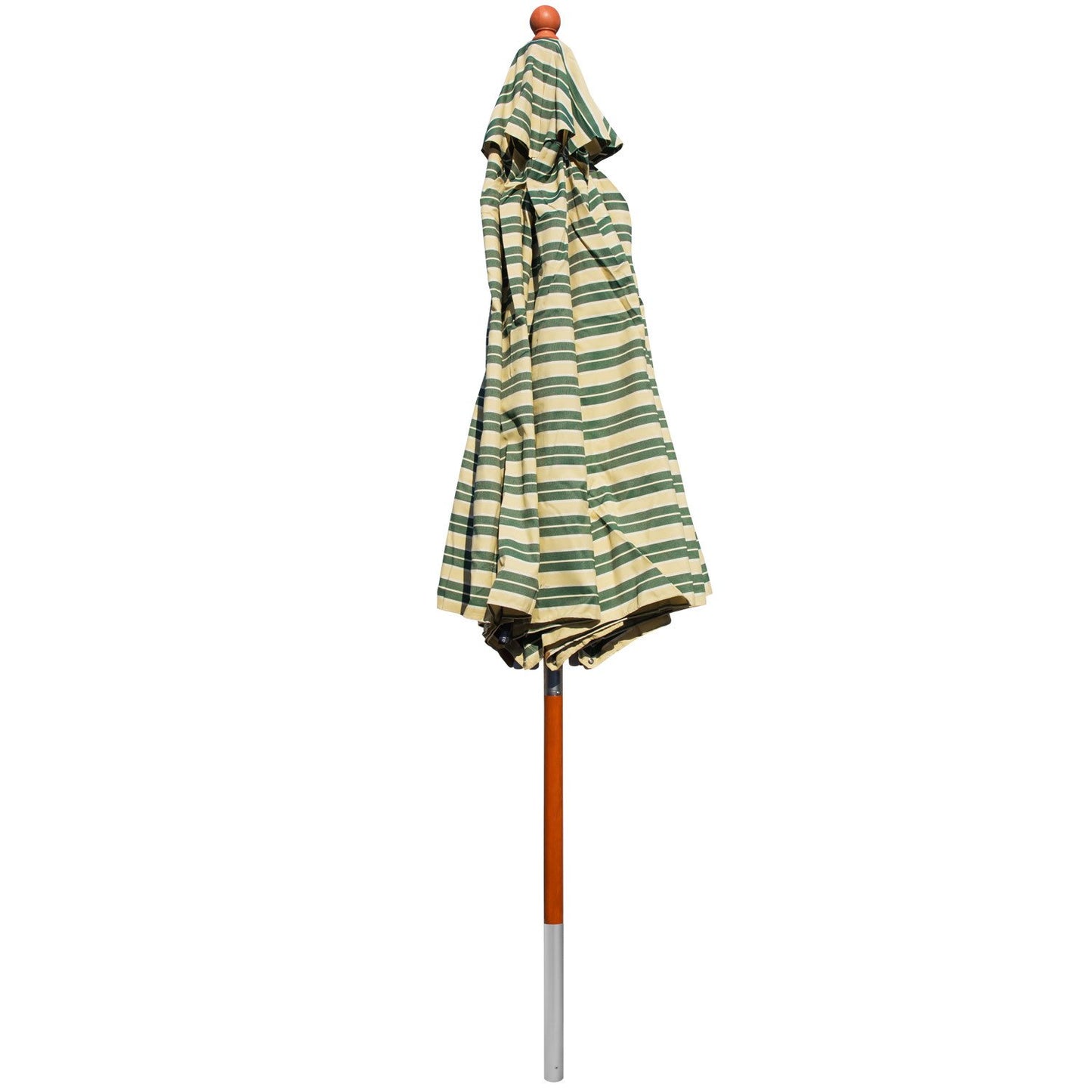 Anndora® sun umbrella wood 3.5 m round garden parasol market umbrella 350 cm - with wind vent - striped green white yellow.