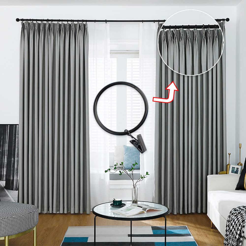 40 large metal curtain rings, curtain clips, durable, rustproof, with rings, 5 cm inner diameter, for curtain rods, clips, hooks, black (40 pieces)