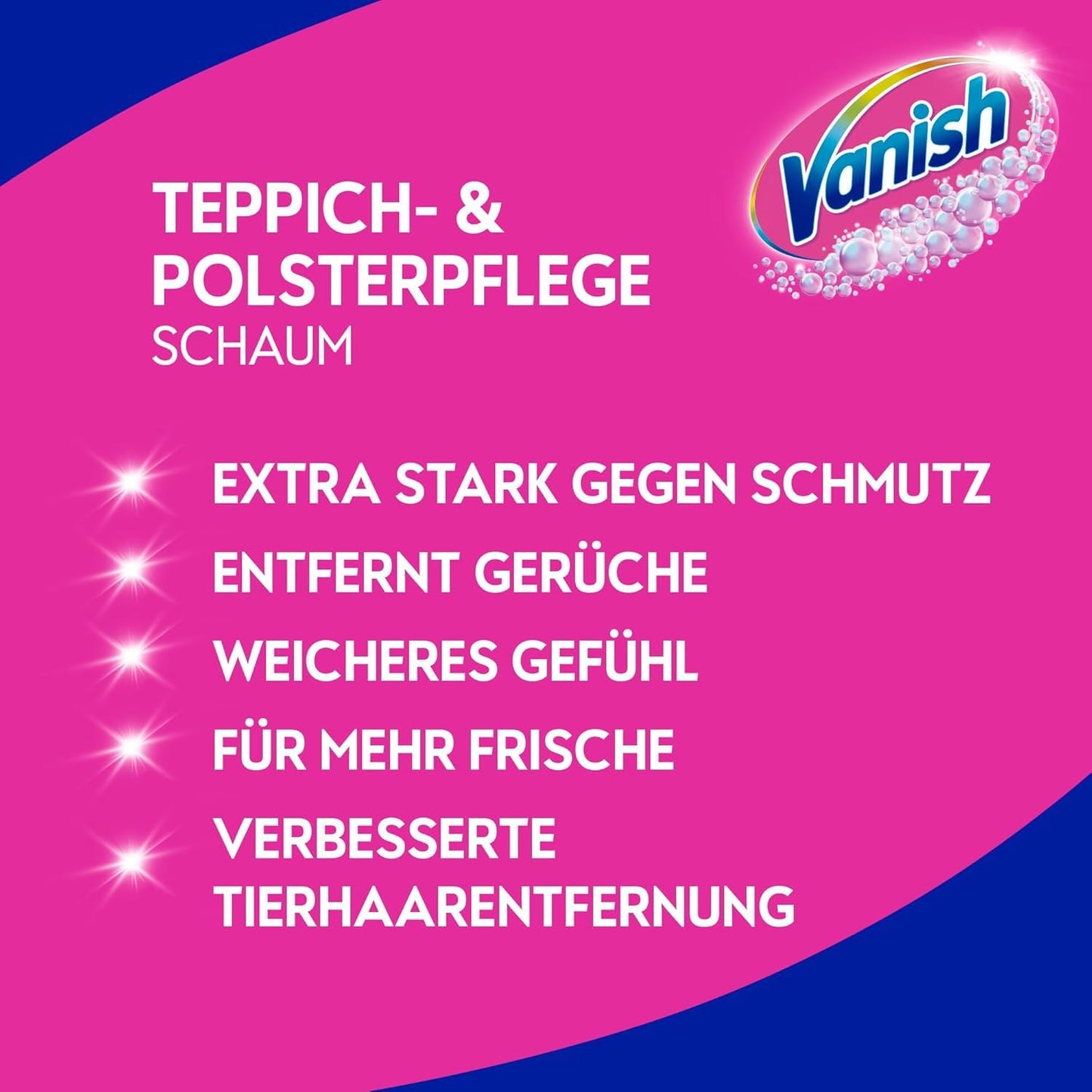 Vanish Power Foam Carpet Cleaner - Carpet Cleaning Solution - Extra strong against dirt, bad odors & dust - 6 x 650 ml