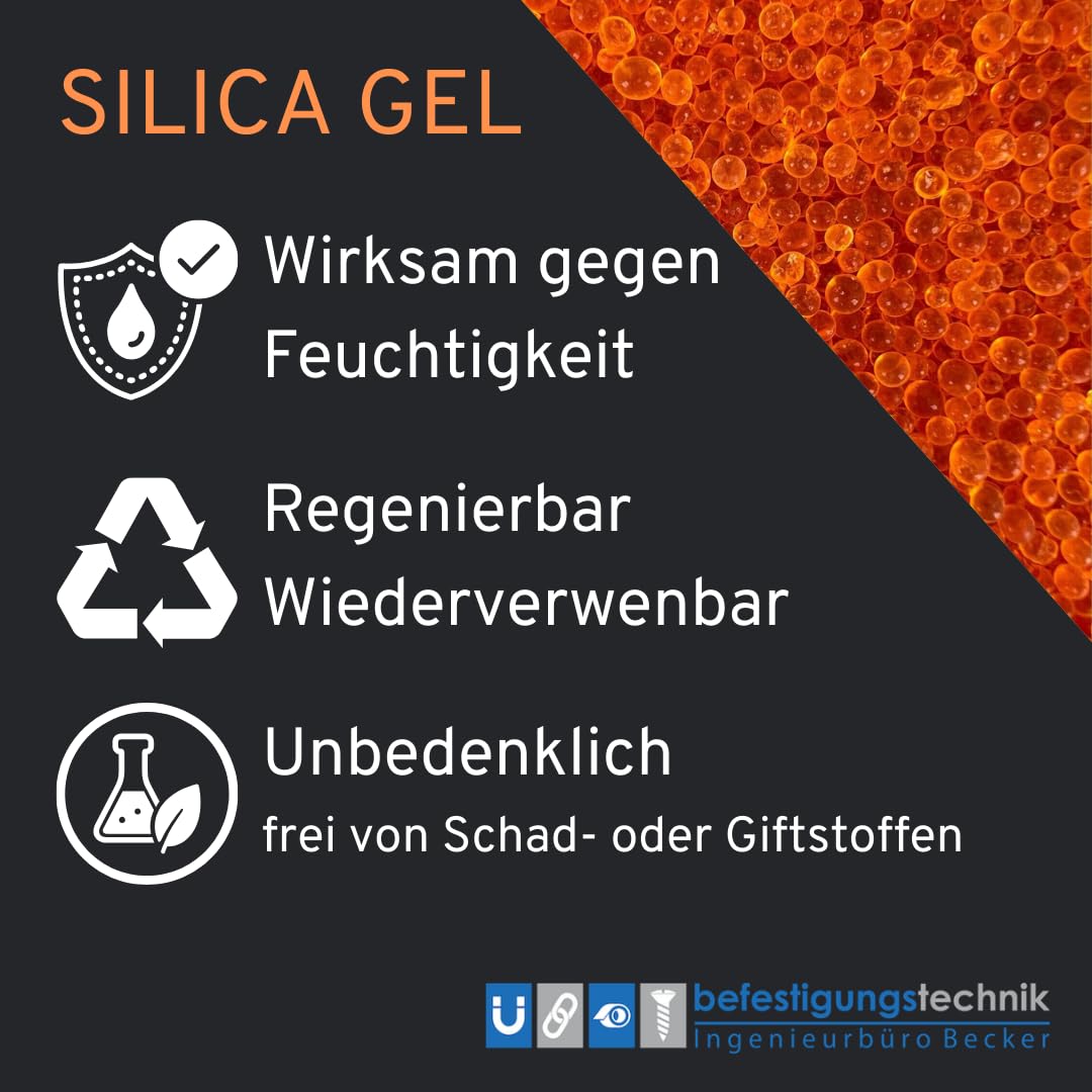 10 kg of orange silica gel desiccant with green indicator, which is regenerable. Dehumidifier. (10 KG)