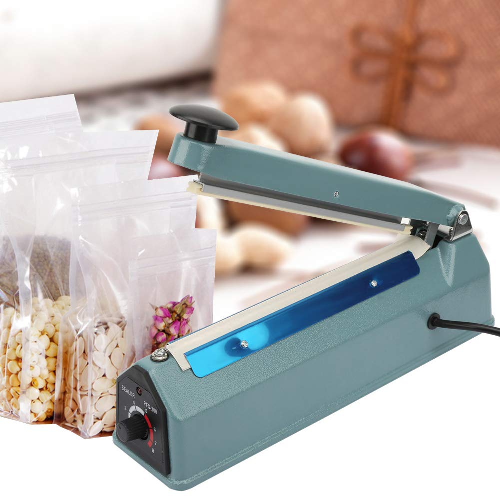 8-inch Impulse Heat Sealer, 300W manual vacuum sealer, food sealing machine for storing food, adjustable 8-level temperature, automatic shut-off function.