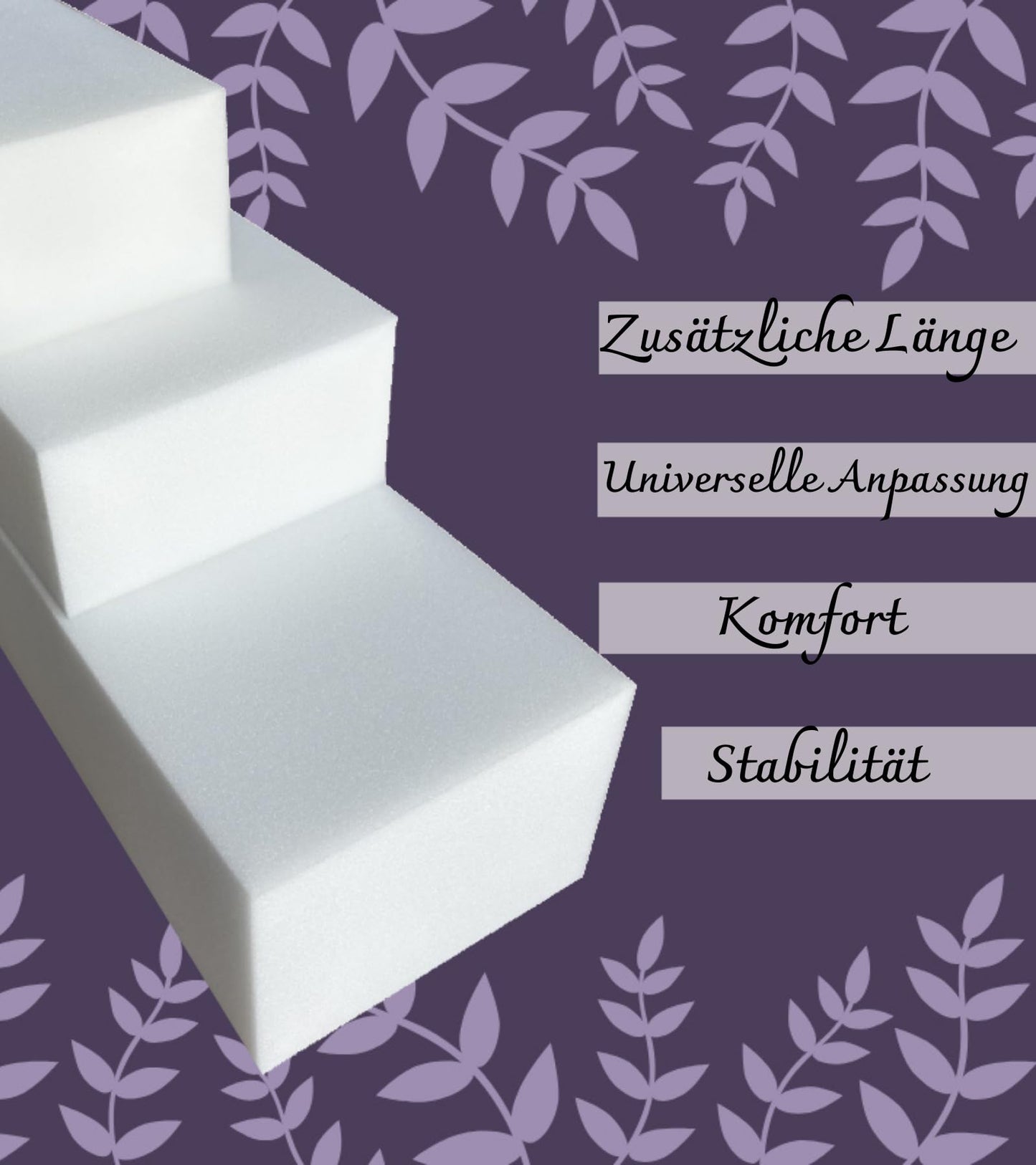All4All mattress extension - additional mattress - foam cutout - mattress wedge - bed gap filler, mattress leveling - mattress connector - mattress extender - RG25/44-15x20x200cm