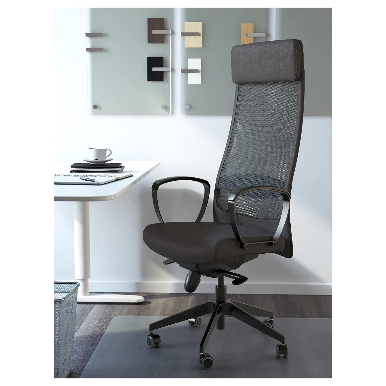 IKEA swivel chair Markus ergonomic office chair with adjustable tilt and head/armrests - Vissle dark gray - Medium-sized
