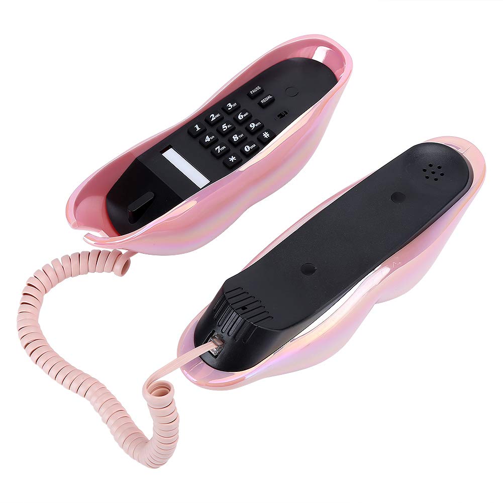 Dpofirs lip corded telephone, galvanized wire landline phone, ome desktop wired landline phone for home office telephones, decoration, collection, gifts for