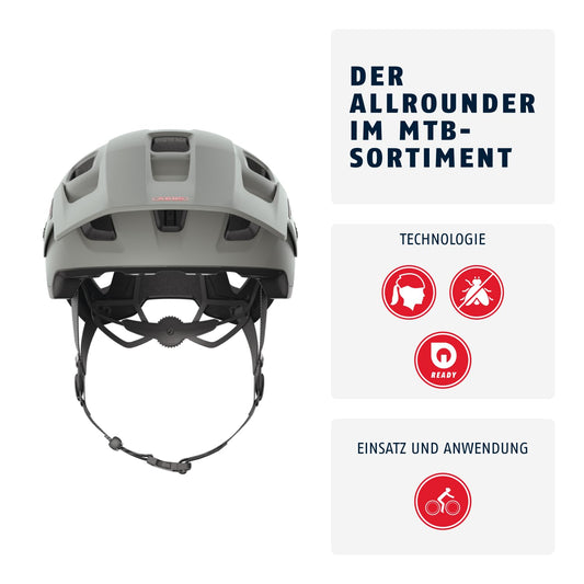 ABUS MTB helmet MoDrop - robust cycling helmet with good ventilation for mountain bikers - individual fit - Unisex - Gray, size S, S (51-55 cm)