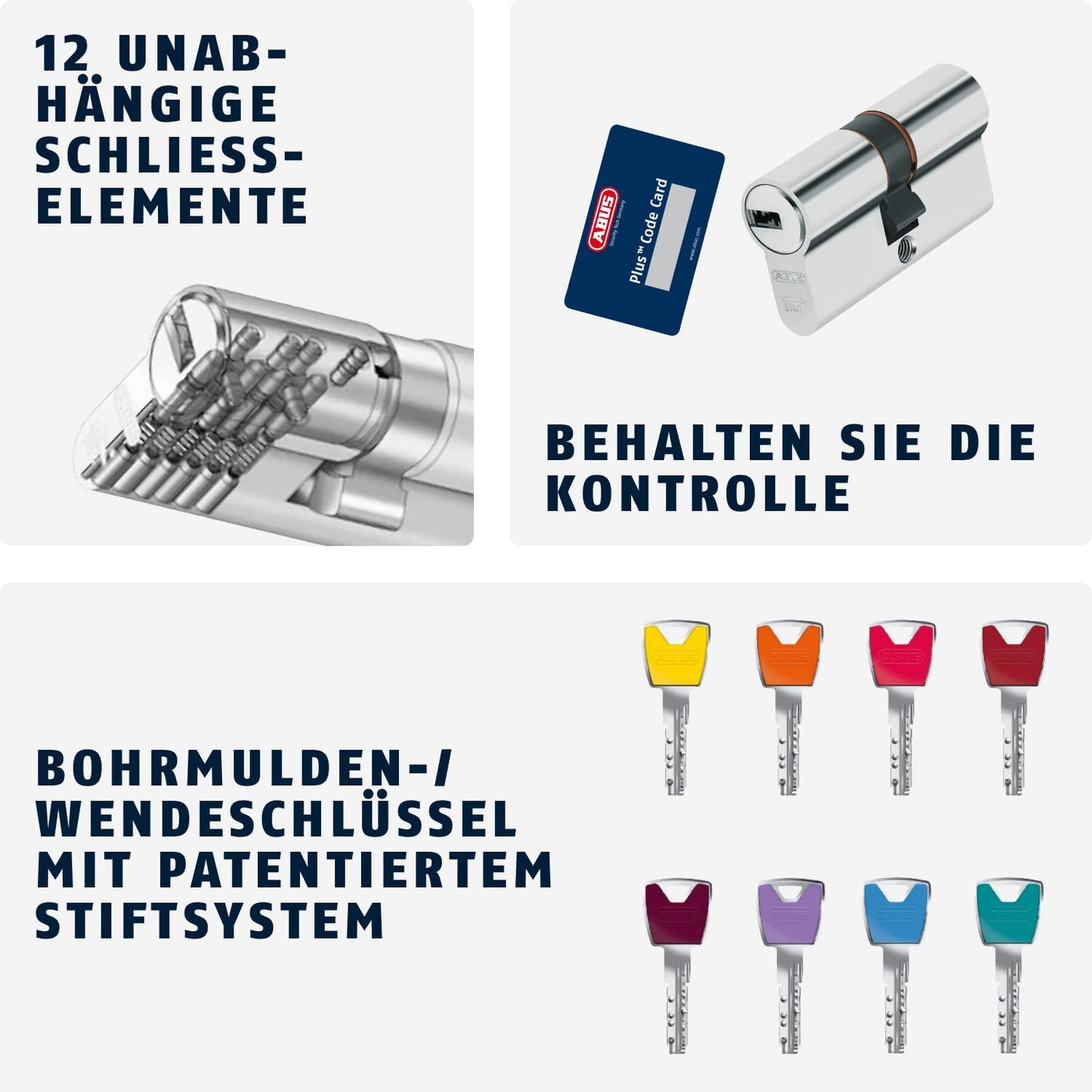 ABUS profile cylinder XP20SN 35/40 including security card & 3 keys, 73728 Nickel.