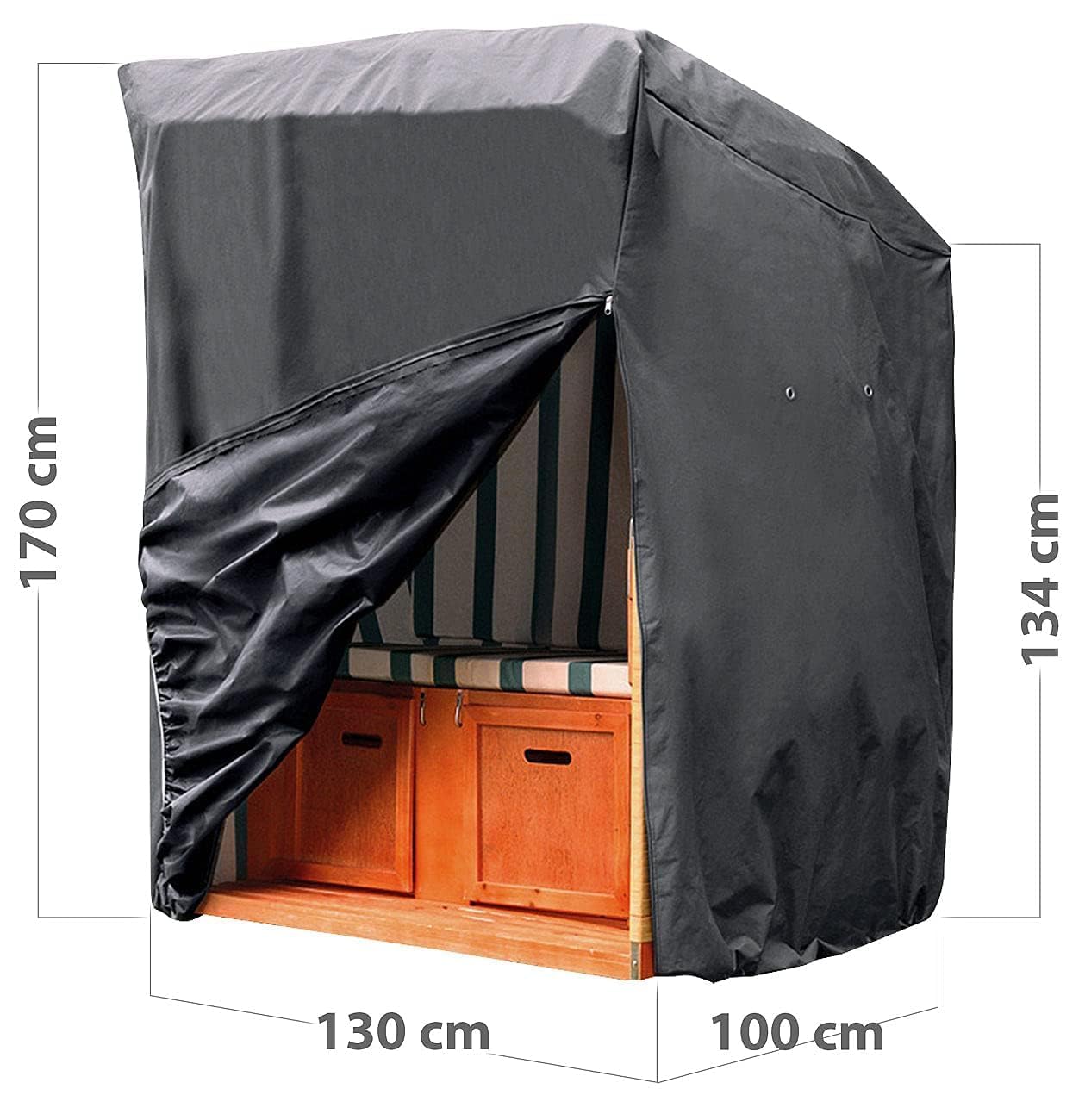 Royal Gardineer beach chair cover: beach chair cover, 420D Oxford fabric, 130x170x100 cm, 170 g/m² (protective cover for beach chair, cover, winter protection)