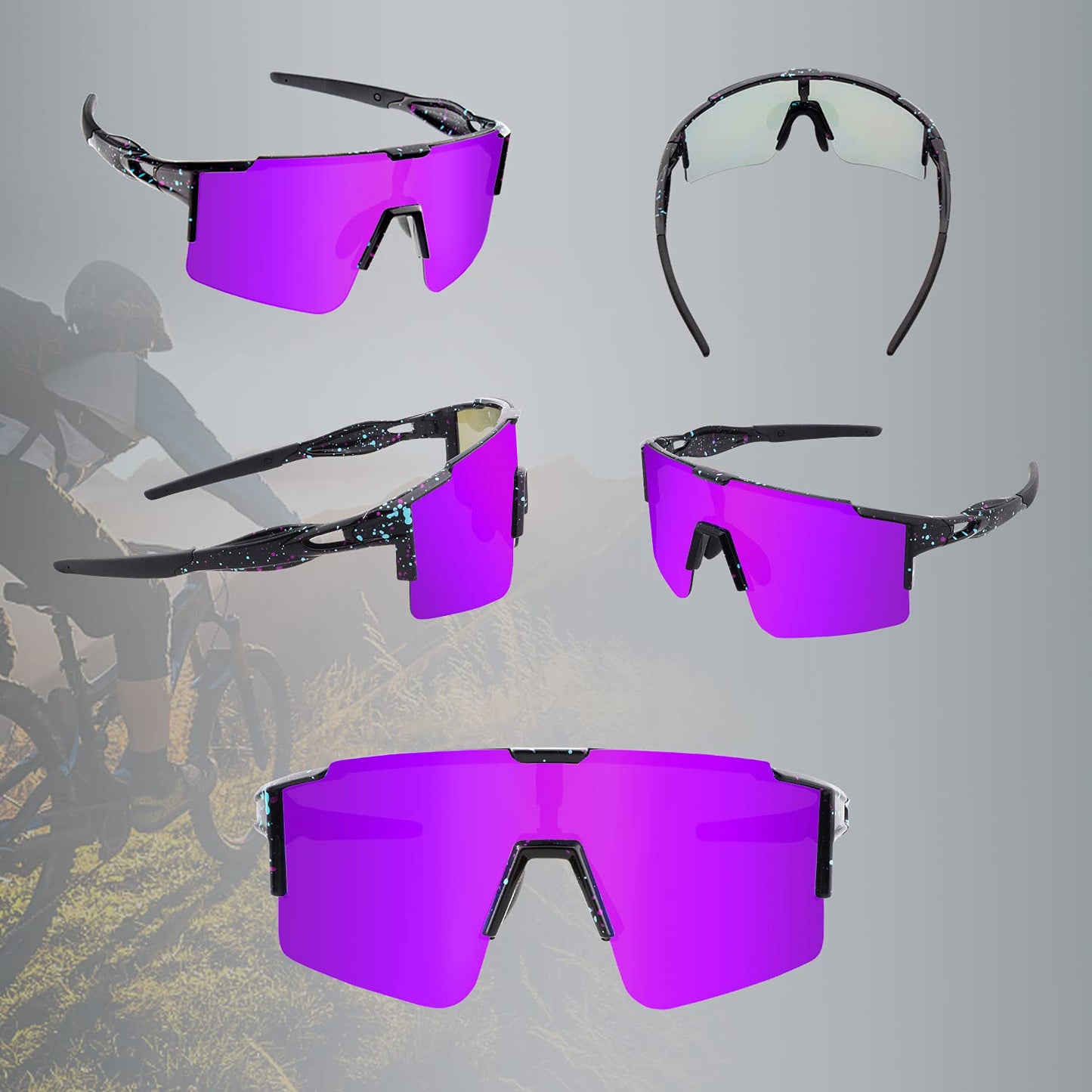 BangLong Polarized Sunglasses, Cycling Glasses for Men Women UV 400 Protection with 3 Interchangeable Lenses, Protective Eyewear for Outdoor Sports Cycling Running Golf.