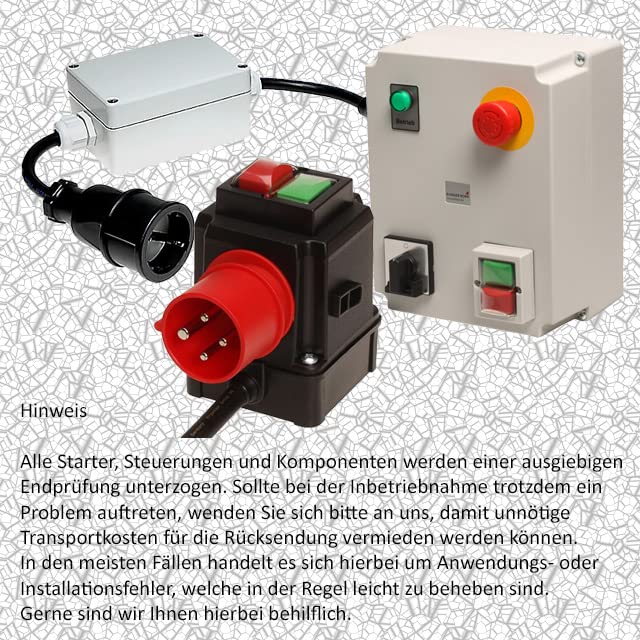 Automatic switch-on 3Ph-400V/230V with selector switch hand-0-auto for extraction, collar plug 16A.