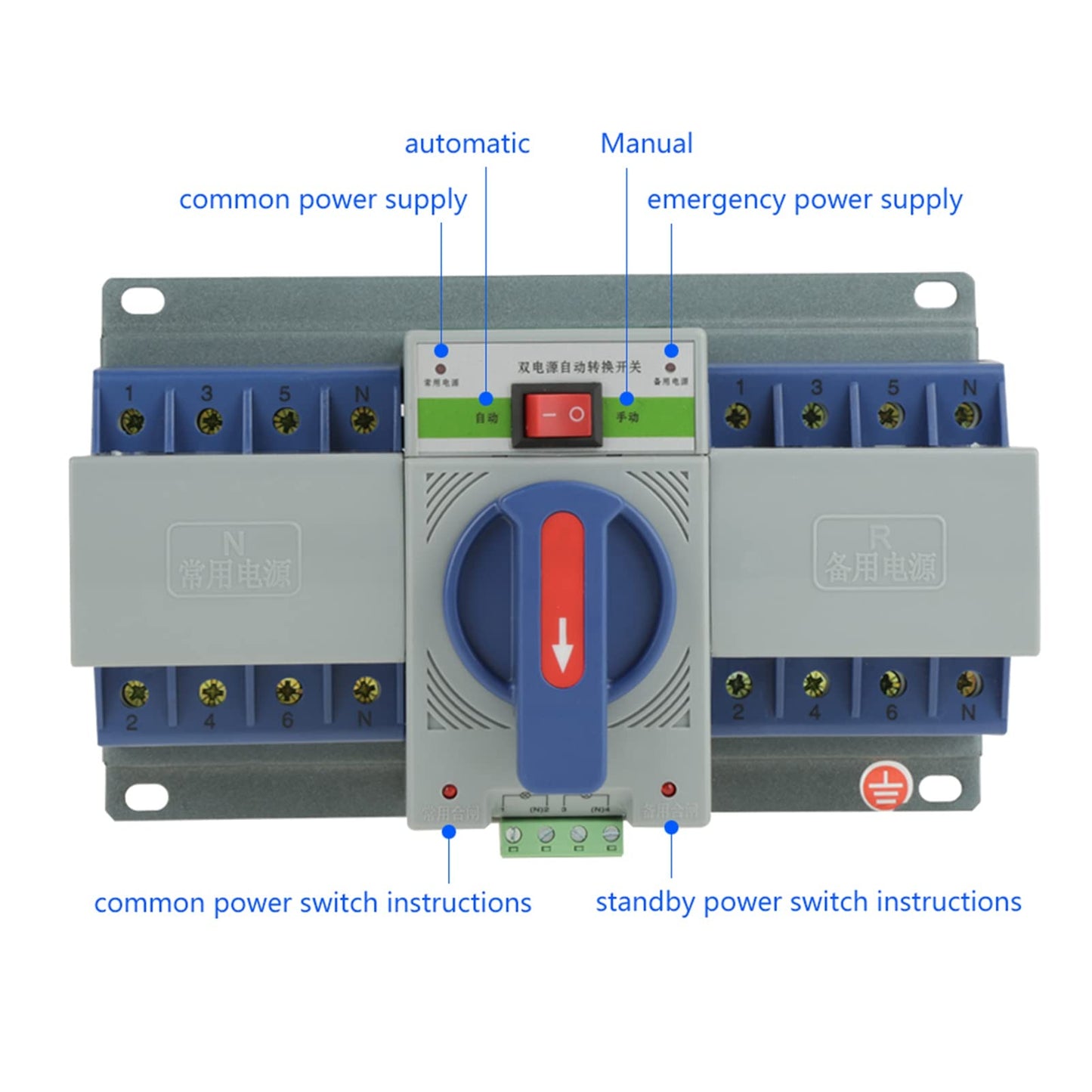 400V 63A 4P Dual Power Automatic Transfer Switch, Dual Power Generator Switch with EPS Fire Power Supply Interface