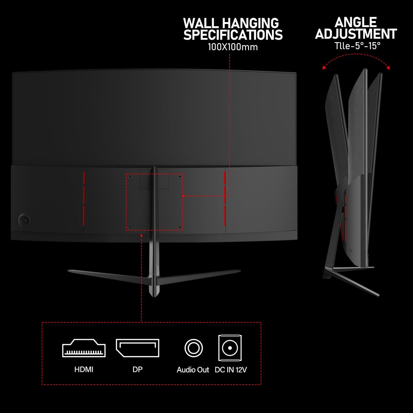 Gawfolk 27-inch Curved Gaming Monitor 165Hz/180Hz, PC screen Full HD 1080P, Frameless 1800R Computer monitor with FreeSync and Eye Care Technology, supports VESA.