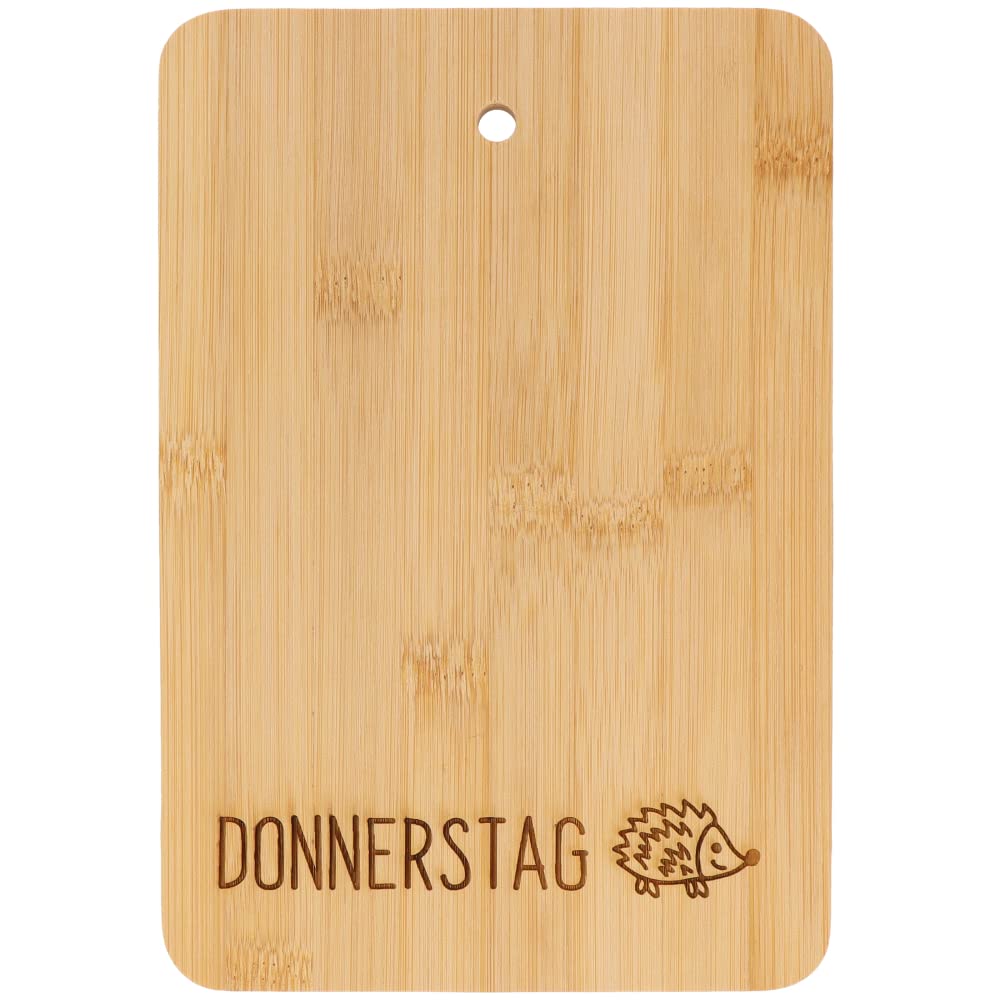 Ready to use | Set of 6 bamboo breakfast boards with stand | Wooden board stand with breakfast boards | Cutting board set "Days of the Week - Kids" | Funny kitchen accessory
