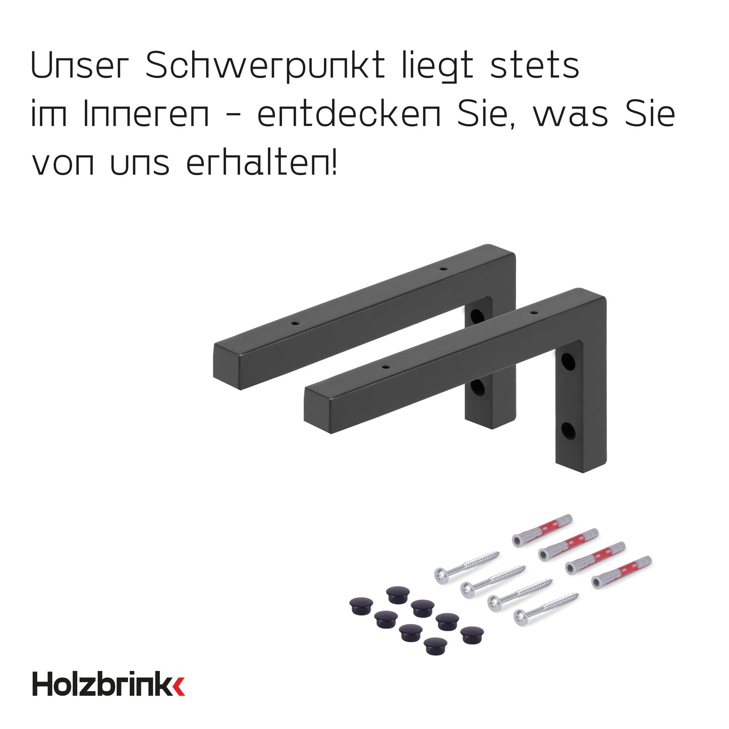 WOODBRINK 2X Wall bracket black for washbasin, design and stable washbasin holder or angle for wall shelf, sink base wall mount for washbasin top, 350x150 mm