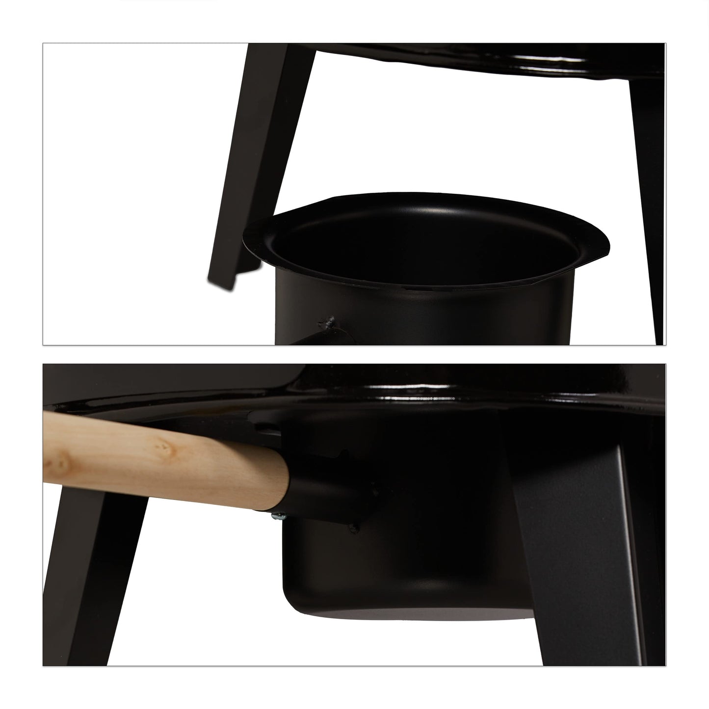 Relaxdays Goulash Cannon, enameled, goulash cauldron with lid, 14 liters, with grill grate, outdoor field kitchen, black/blue.