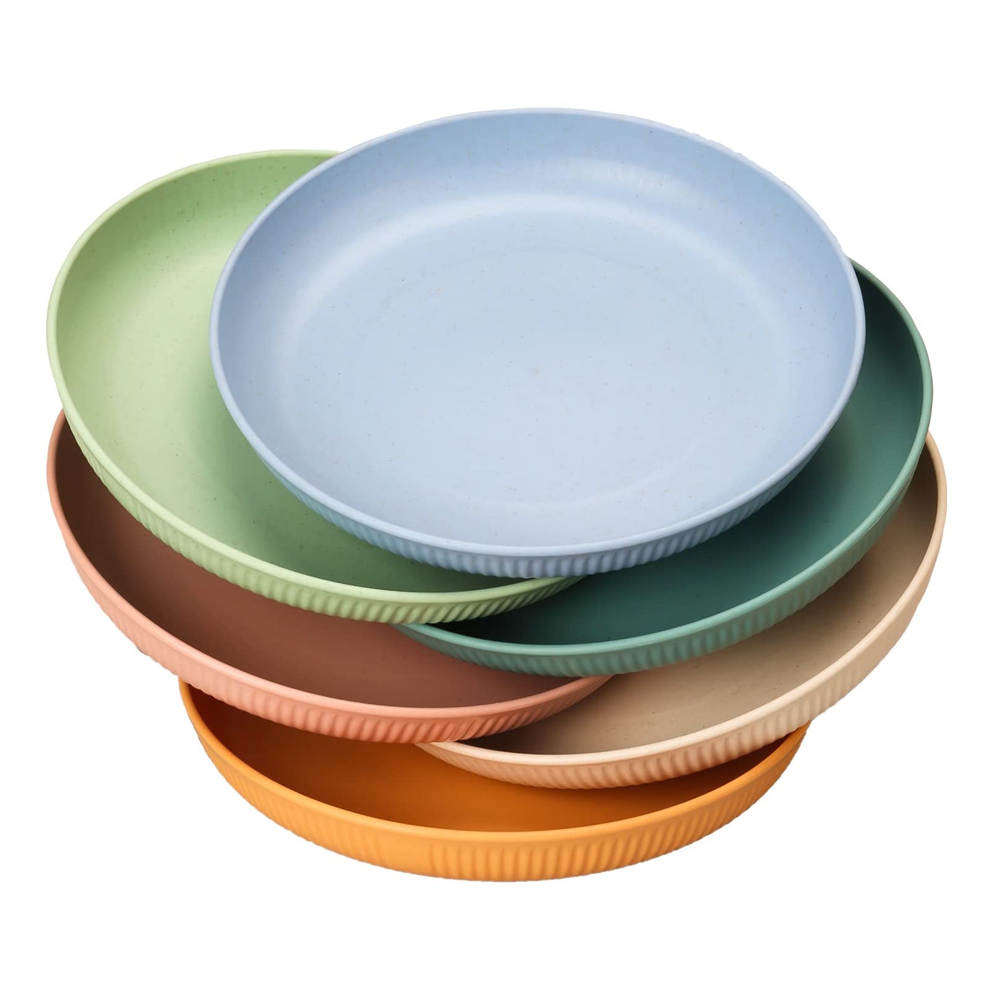 CSYY 6 Piece Plates, Unbreakable Dinner Plate Set, Deep Plastic Picnic Plate Set 22.5cm/9inch Camping Plates for Salad Pasta Party Home Microwave and Dishwasher Safe