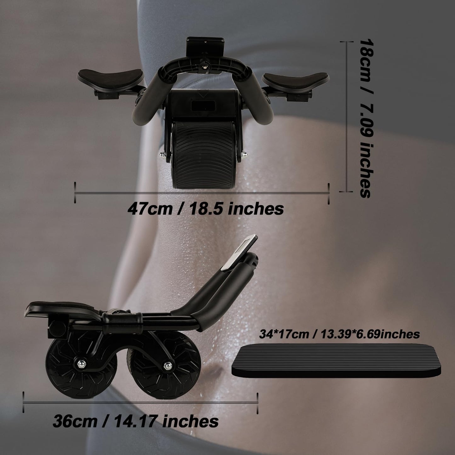 Tofern Automatic Rebound Ab Roller New Ab Wheel Ab Trainer with Elbow Support, Ab Wheel with Automatic Rebound, Abdominal Trainer with Knee Pad for Men and Women