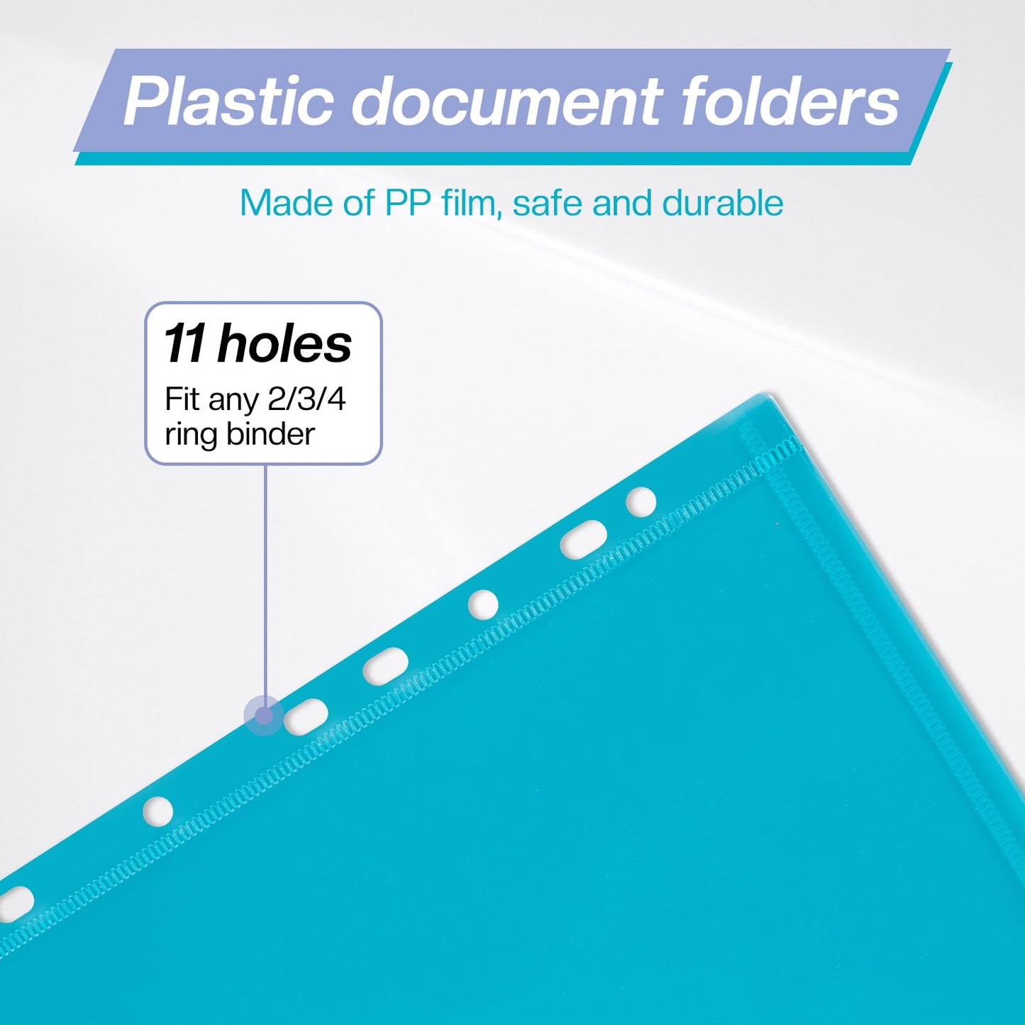 Sosayet A4 Document Bag - 48 Pack A4 Document Folder with 11 hole edge velcro closure and label pocket - Waterproof collecting folders for organizing documents (6 colors)