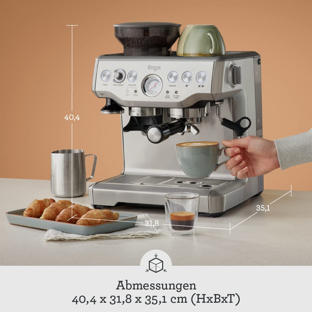 Sage - The Barista Express - Coffee machine with manual milk frother & integrated grinder - 16 grind settings, automatic grinding, customizable milk foam - Black Truffle