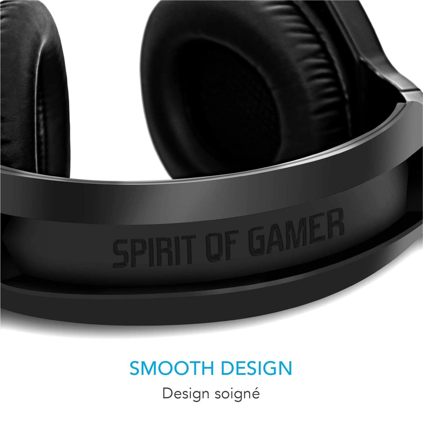 SPIRIT OF GAMER - XPERT-H900 - Pro Gamer headset - Powerful bass - Blue LEDs - Leatherette - Flexible microphone - 12-hour autonomy - PS5 / PC / PS4