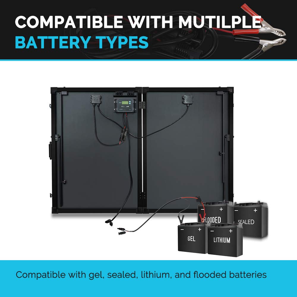 Renogy 200-Watt solar panel, 12 volts, portable with waterproof 20A charge controller, foldable 100W solar suitcase with adjustable stand, solar charger for power stations, RVs, camping, and...
