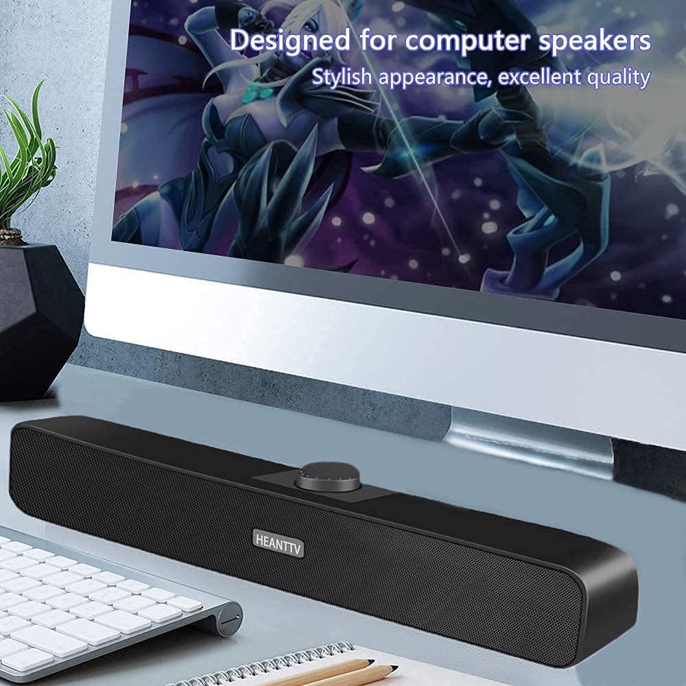 PC speakers, pc speakers, 3.5mm aux, 2.0 USB 3W*2 Wired Powered with 2 diaphragms Wired soundbar with stereo, speakers for pc, notebook, desktop, laptop, smartphone
