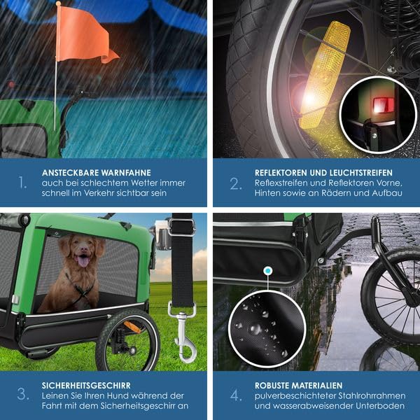 KESSER® Dog Trailer Boxer 3-in-1 Dog Stroller & Jogger Bicycle Trailer large approx. 240 liters volume, sprung, Material: 600D Oxford Canvas, SmartSpace Concept, maximum load capacity: 40 kg